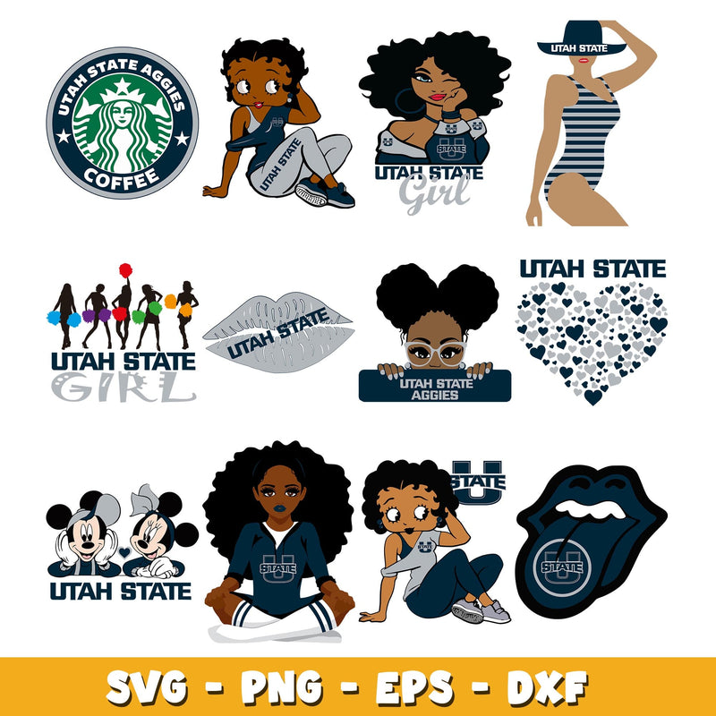 Utah State girl Bundle svg, Utah State logo svg, ncaa svg