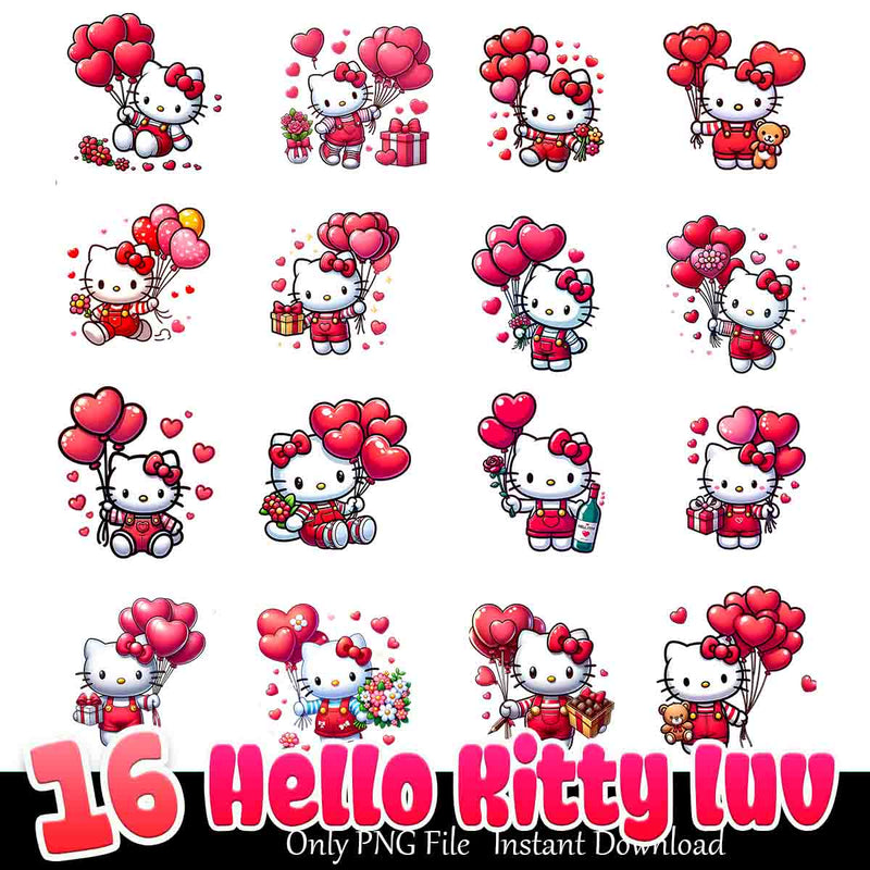 Hello Kitty Luv Bundle PNG 16+ Aristocats Love PNG Instant Download