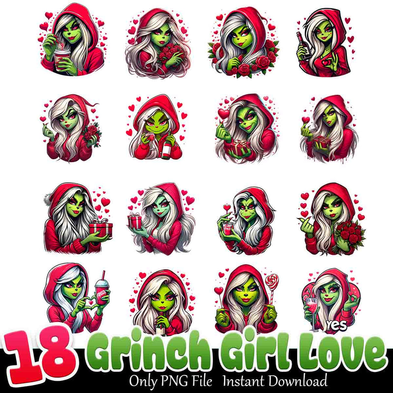 Grinch Girl Love Bundle PNG 18+ Aristocats Love PNG Instant Download