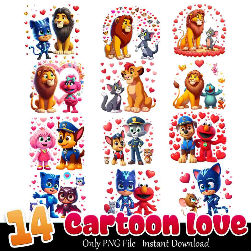 Cartoon Love Bundle PNG 14+ Aristocats Love PNG Instant Download