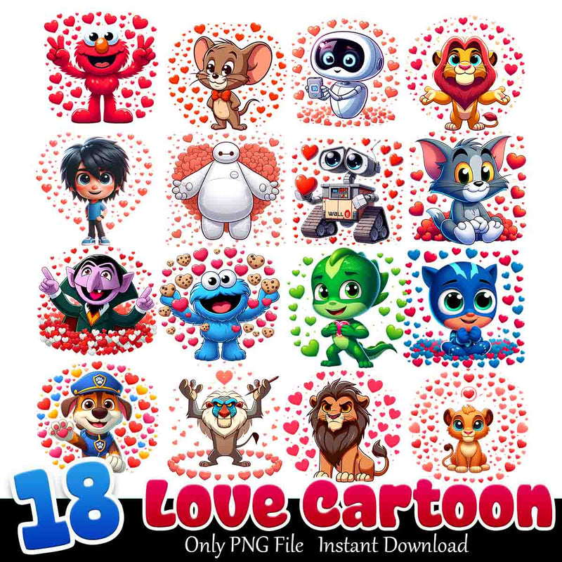 Love Cartoon Bundle PNG 18+ Aristocats Love PNG Instant Download