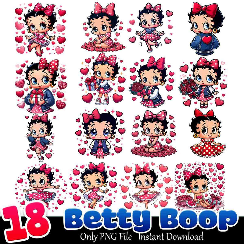 Betty Boop Bundle PNG 18+ Betty Boop Valentine PNG Instant Download