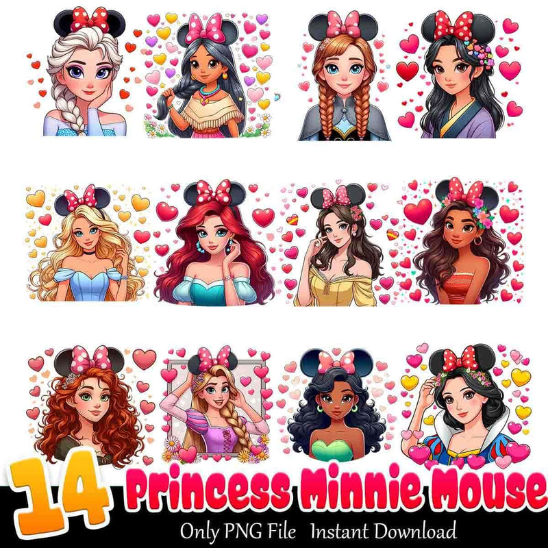 Disney Princess Bundle PNG 14+ Disney Valentine PNG Instant Download