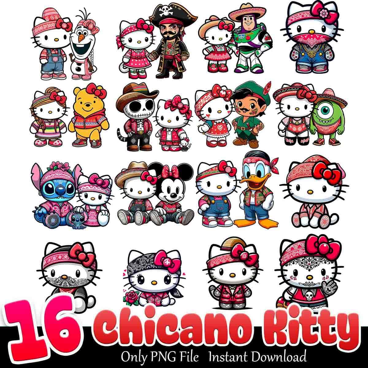 Chicano Kitty Bundle PNG 16+ Old School Cholas PNG Instant Download