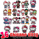 Chicano Kitty Bundle PNG 16+ Old School Cholas PNG Instant Download