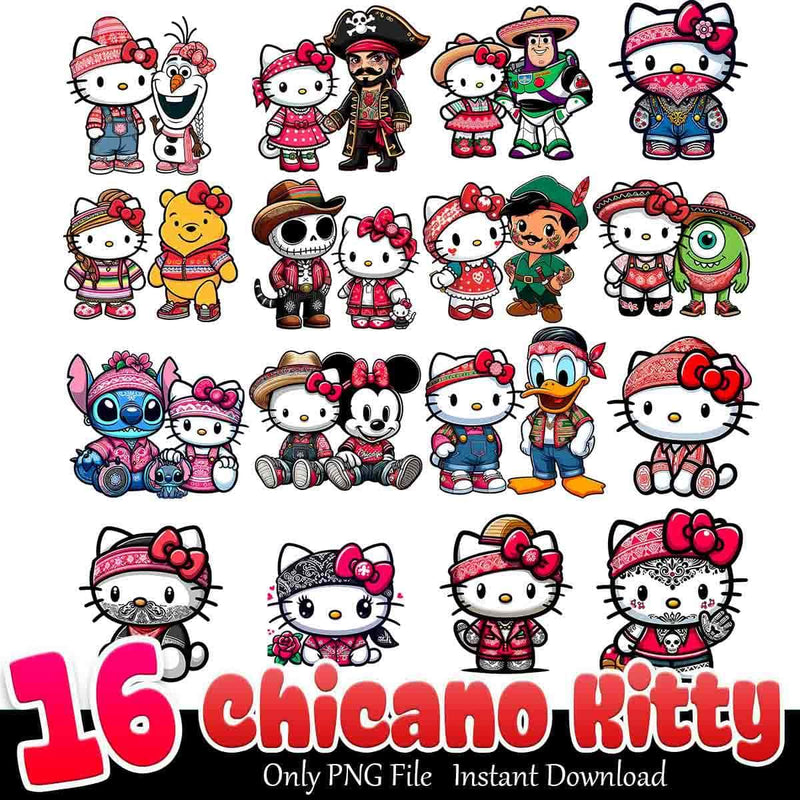 Chicano Kitty Bundle PNG 16+ Old School Cholas PNG Instant Download