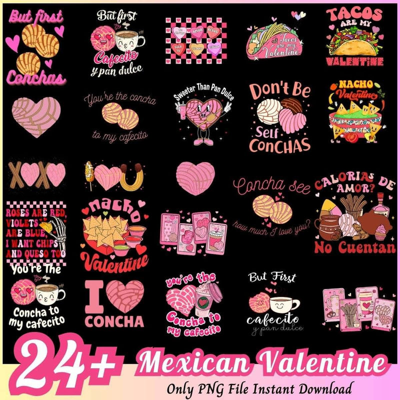 Mexican Valentine Bundle PNG 24+ Concha Candy Hearts PNG Instant Download