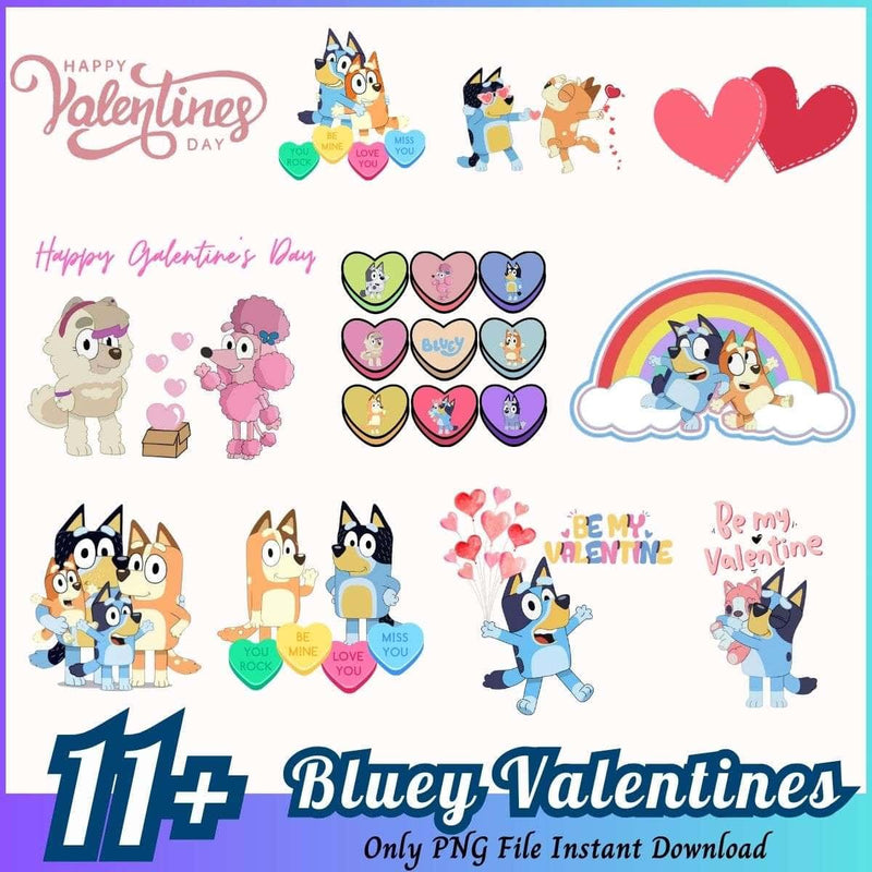 Bluey Valentines Bundle PNG 11+ Bluey Couple PNG Instant Download