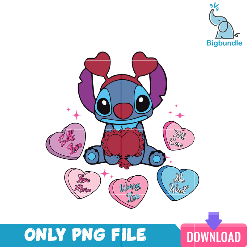 Stitch heart Valentine PNG