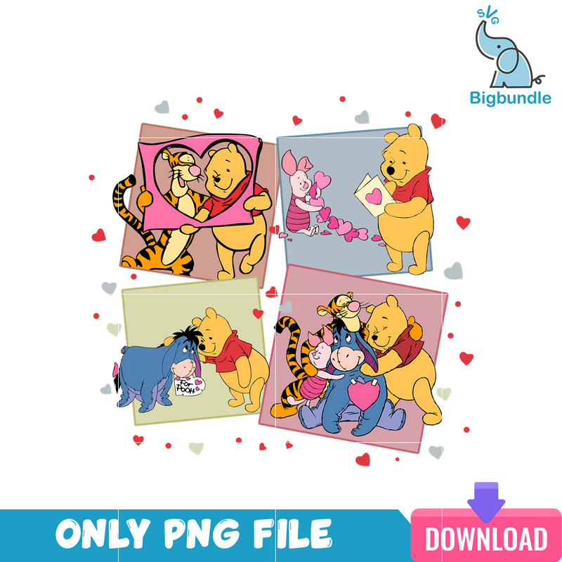 Pooh love Valentine PNG