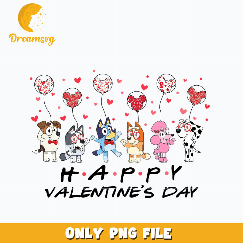 Bluey and friends happy valentine's day Png