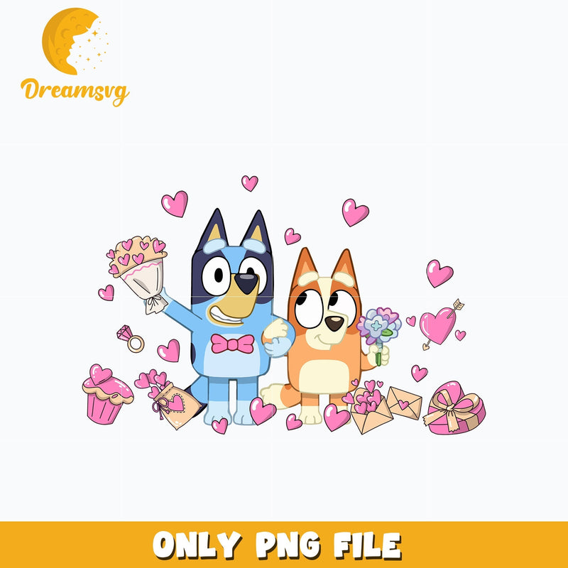 Bluey and Bingo Couple Love valentine Png