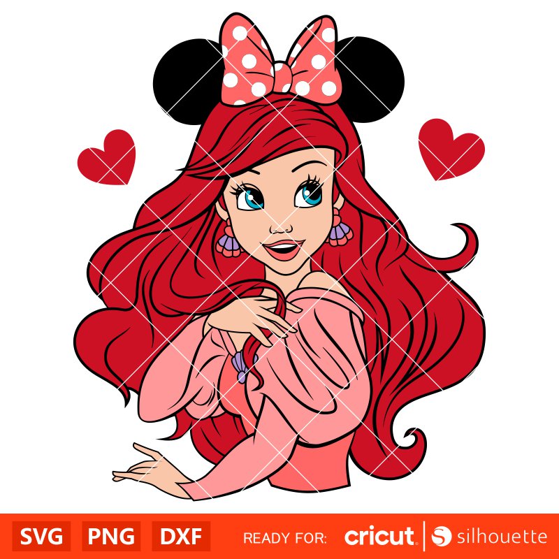 Valentine Ariel Svg, Love Svg, Valentine’s Day Svg, Disney Svg, Cricut, Silhouette Vector Cut File