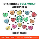 Valentine Candy Heart Full Wrap Svg, Starbucks Svg, Coffee Ring Svg, Cold Cup Svg, Cricut, Silhouette Vector Cut File