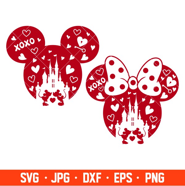 Valentine Mickey &amp; Minnie Svg, Valentine’s Day Svg, Disney Svg, Love Svg, Cricut, Silhouette Vector Cut File