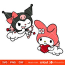 Valentine My Melody &amp; Kuromi Bundle Svg, Love Svg, Valentine’s Day Svg, Hello Kitty Svg, Cricut, Silhouette Vector Cut File