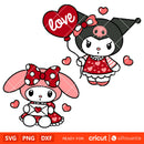 Valentine My Melody &amp; Kuromi Bundle&nbsp;Svg, Valentine’s Day Svg, Sanrio Valentine Svg, Kawaii Svg, Cricut, Silhouette Vector Cut File