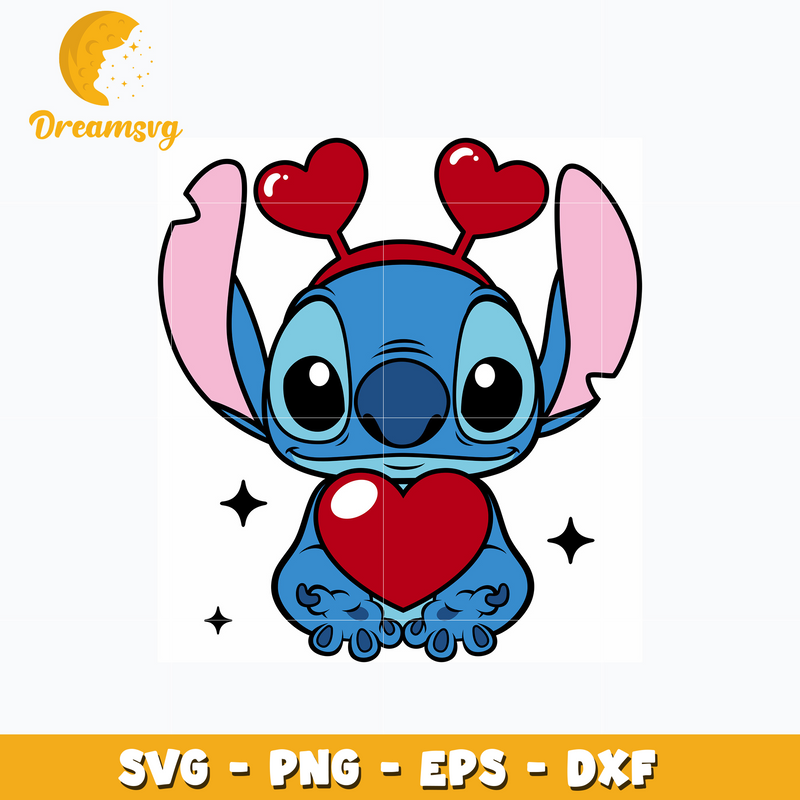 Stitch cute Valentine day svg