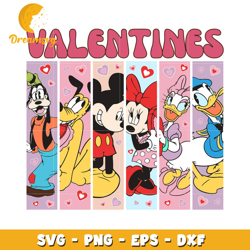 Valentine's Day SVG Design with Disney Characters and Hearts