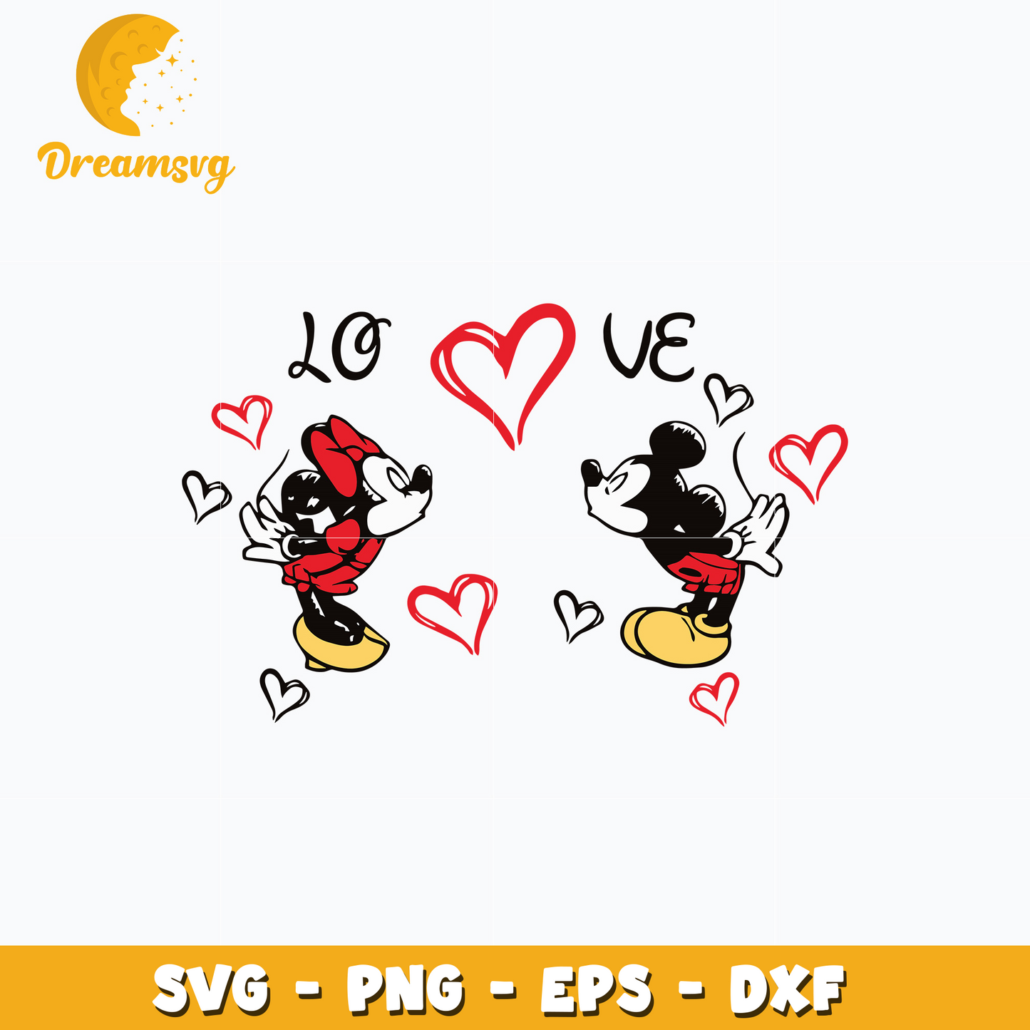 Mickey couple love kiss valentine's day Svg