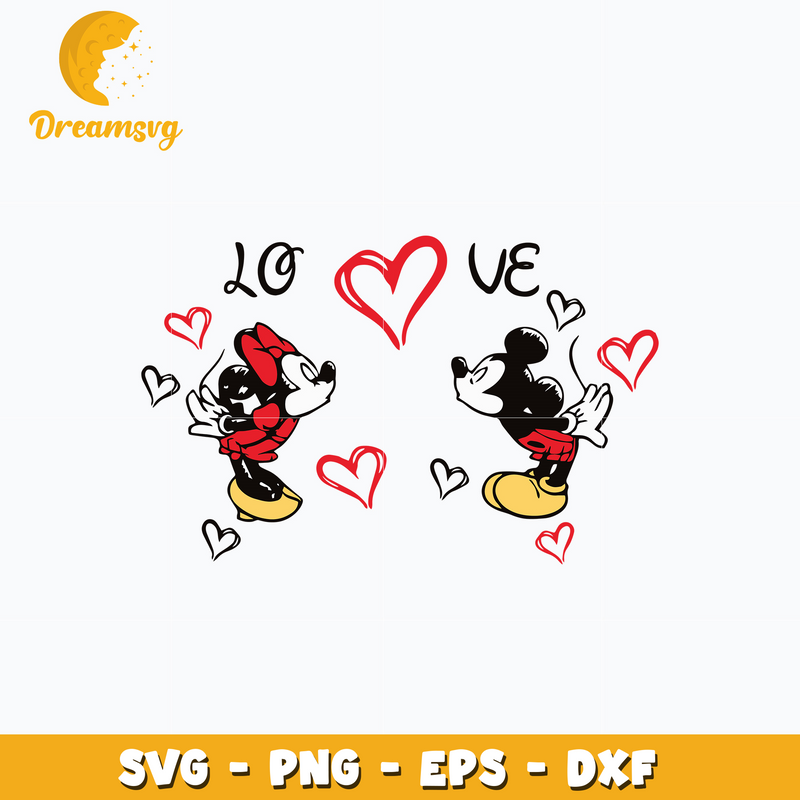 Mickey couple love kiss valentine's day Svg