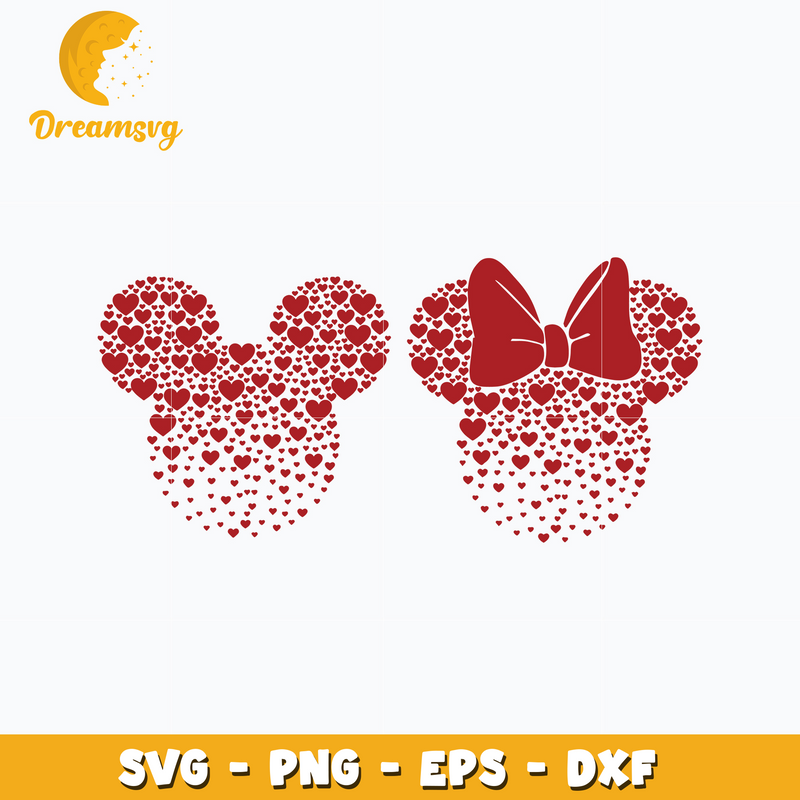 Mickey couple love valentine bundle Svg