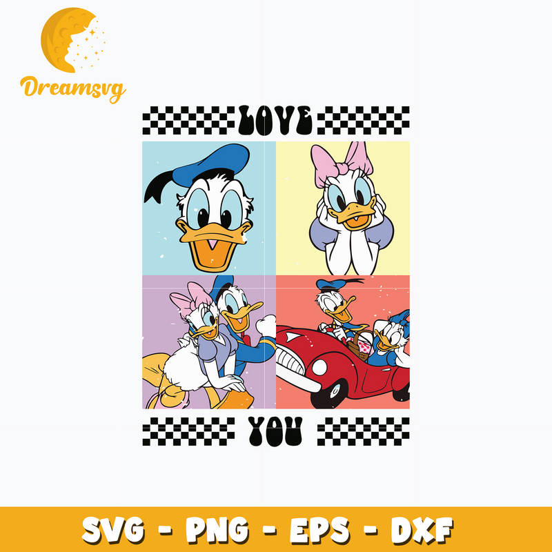 Donald duck couple valentine Svg