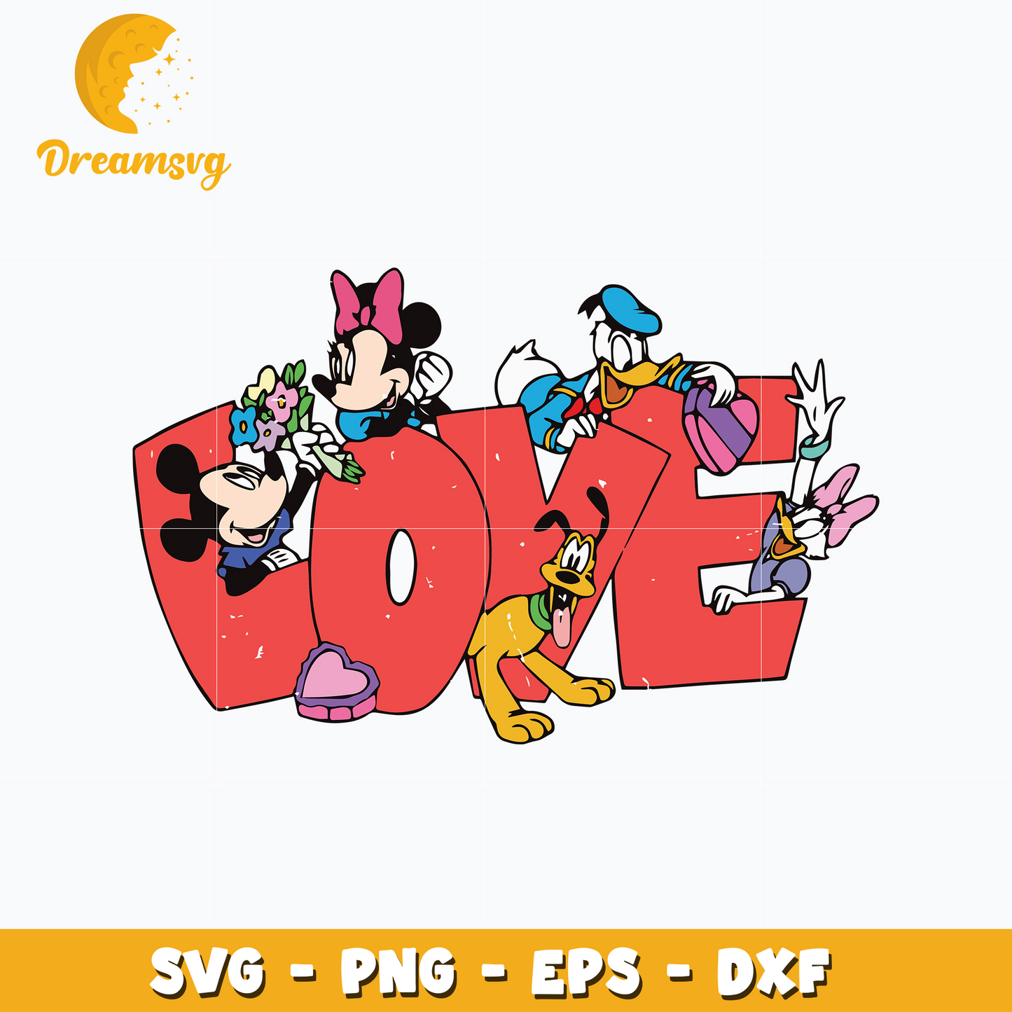 Mickey friends love valentine Svg