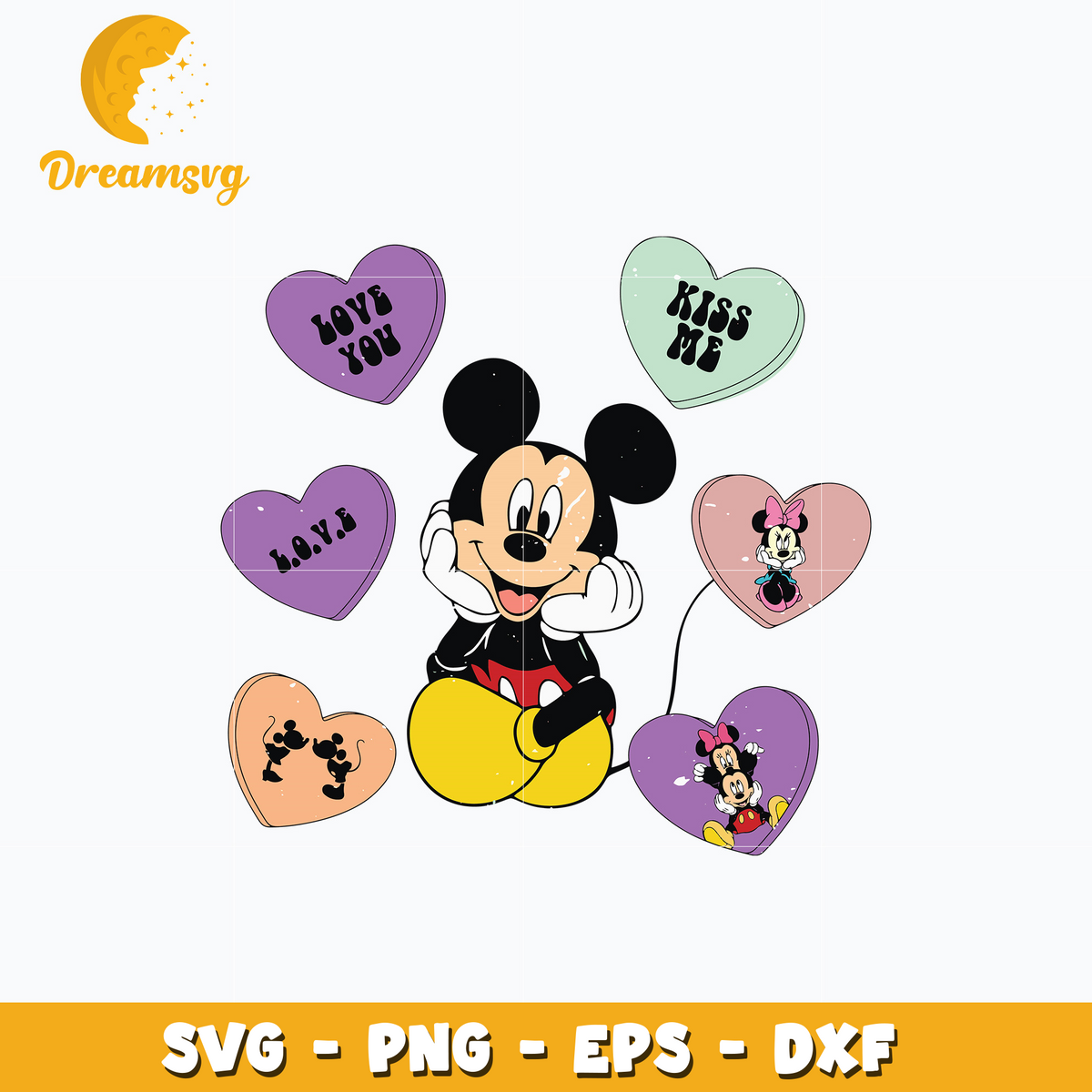 Mickey couple kiss me valentine Svg
