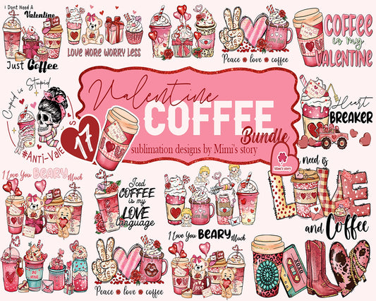 17 Valentine's day PNG, Valentines coffee bundle, Valentine sublimation Design Digital Download VLT29122201