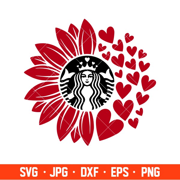 Valentine’s Hearts Sunflower Starbucks Svg, Valentine’s Day Svg, Valentine Svg, Love Svg, Cricut, Silhouette Vector Cut File