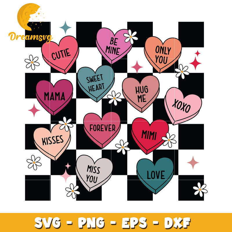 Valentines Candy Hearts SVG Cut Files