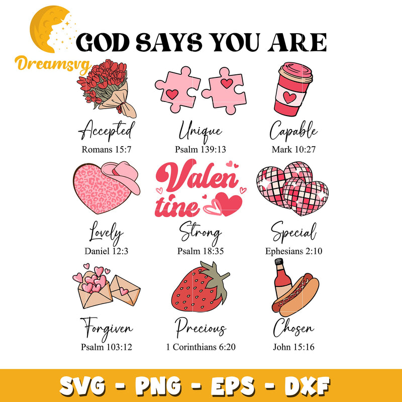 Valentines Day SVG Bundle God Says You Are