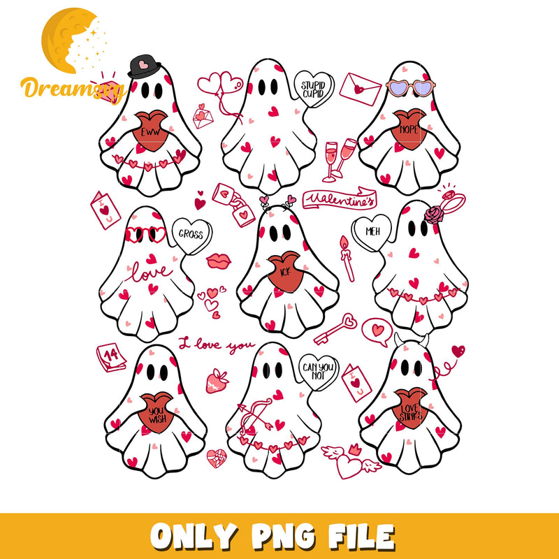 Valentines Ghosts PNG Clipart