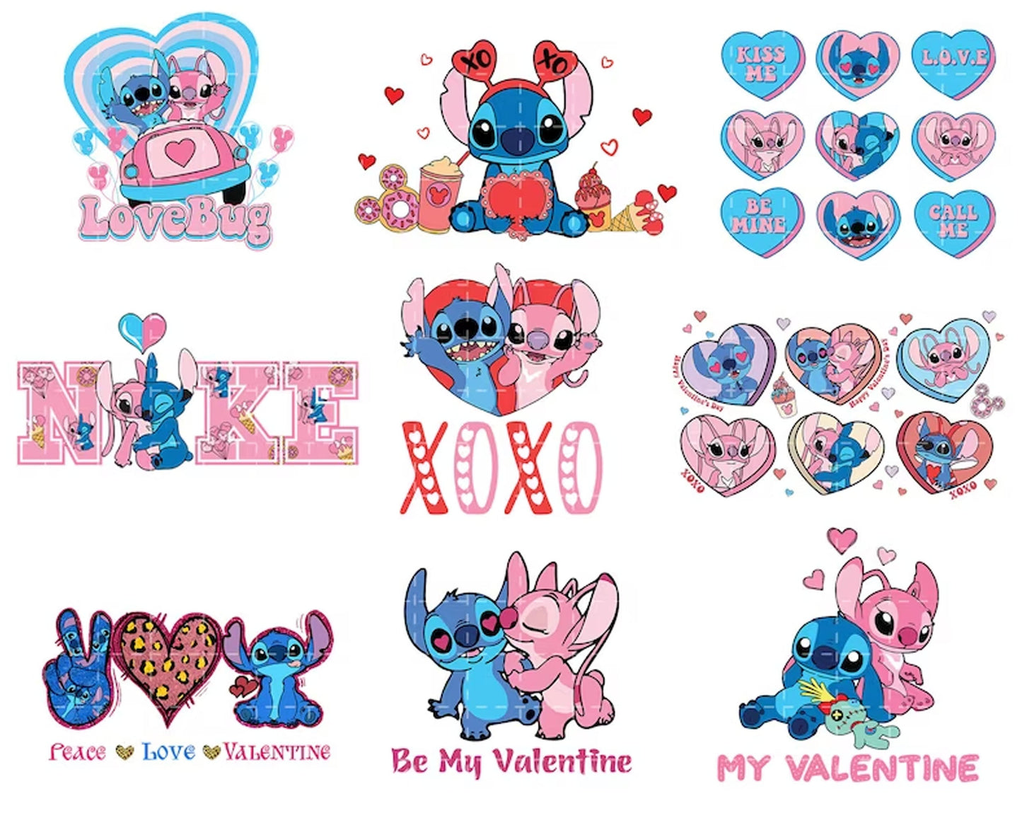 20+ Stitch Valentines Day bundle, Valentines Stitch, Stitch and Angel bundle, Valentines PNG Designs