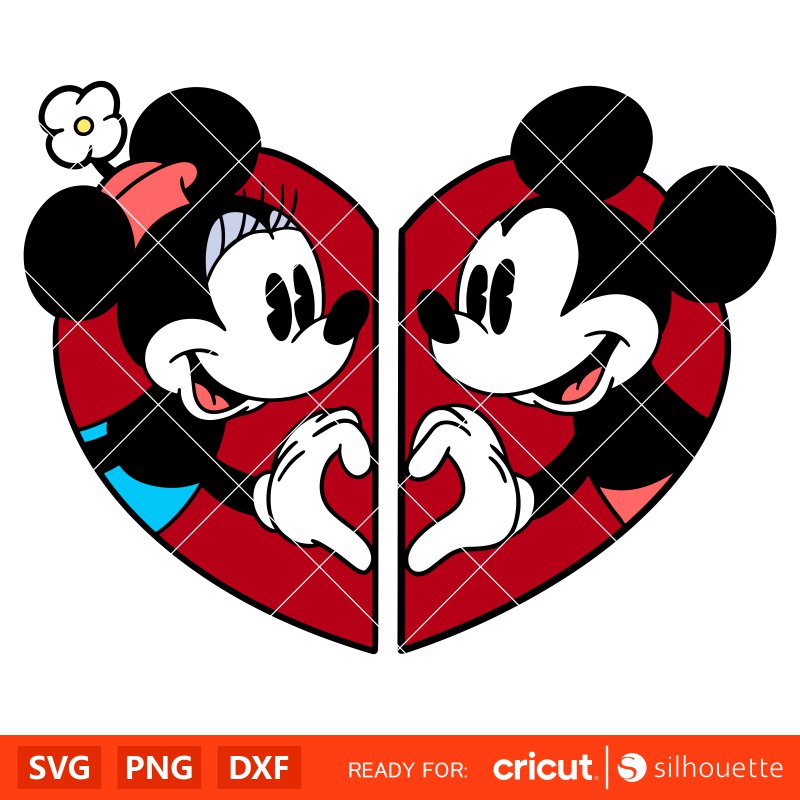 Vintage Valentine Mickey &amp; Minnie Svg, Love Svg, Valentine’s Day Svg, Disney Svg, Cricut, Silhouette Vector Cut File