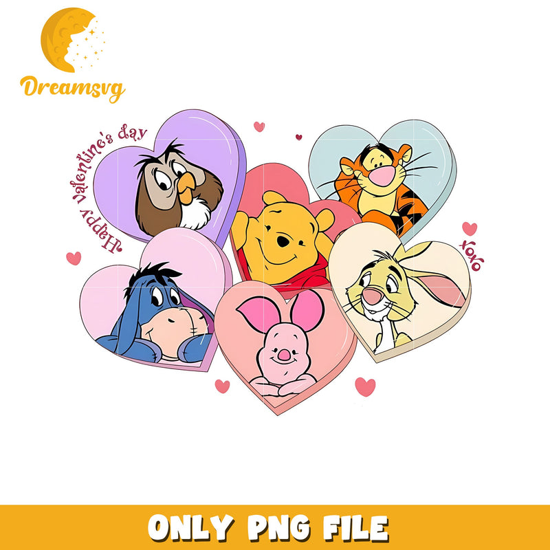 Vintage Disney Characters Valentine Hearts PNG Design