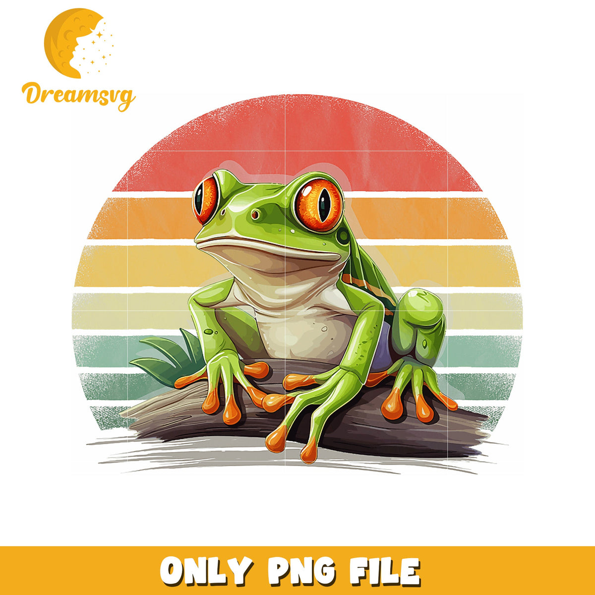 Vintage Sunset Frog PNG Download