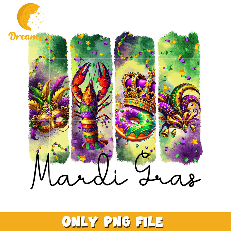 Vintage mardi gras symbol design png, mardi gras beads png