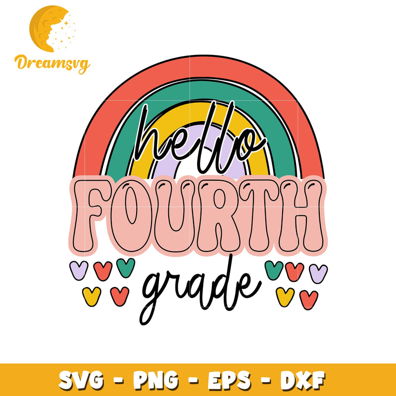 Vintage rainbow fourth grade design svg, school grade svg