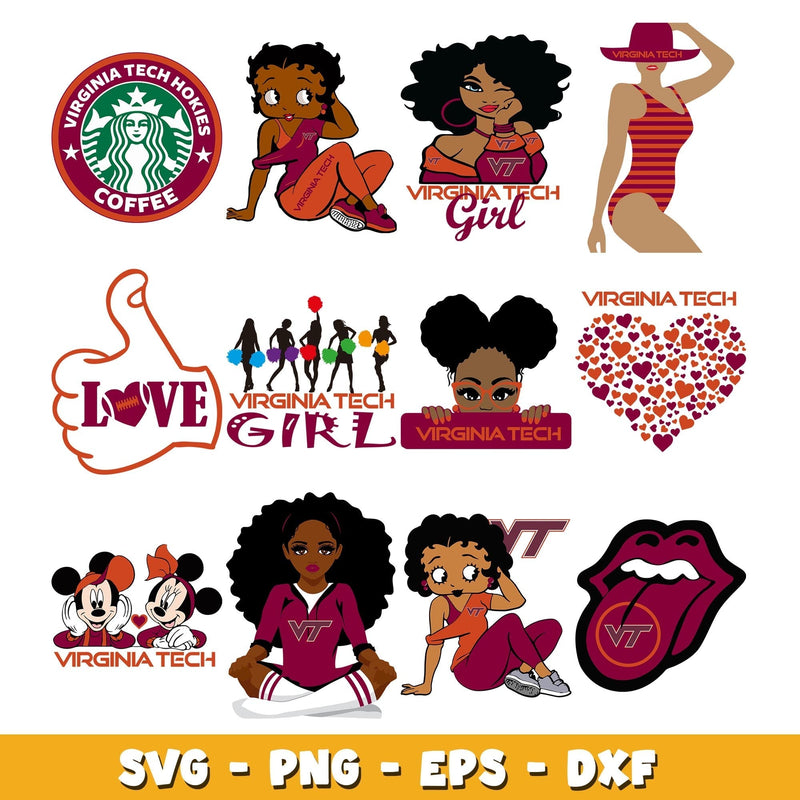 Virginia Tech girl Bundle svg, Virginia Tech logo svg, ncaa svg