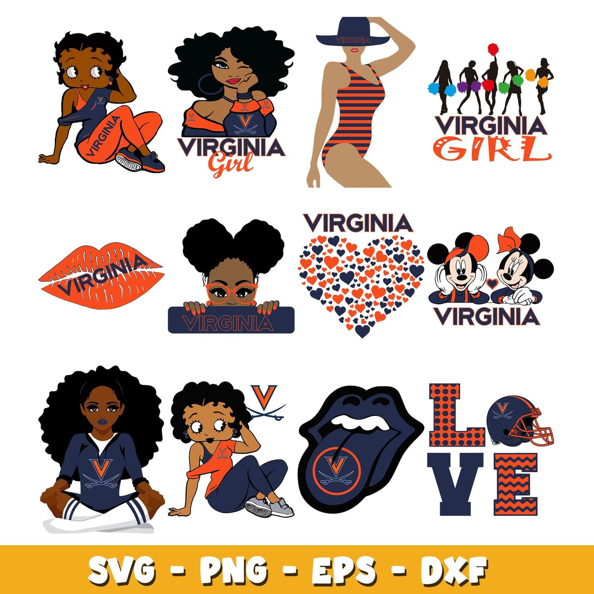 Virginia girl Bundle svg, Virginia  logo svg, ncaa svg
