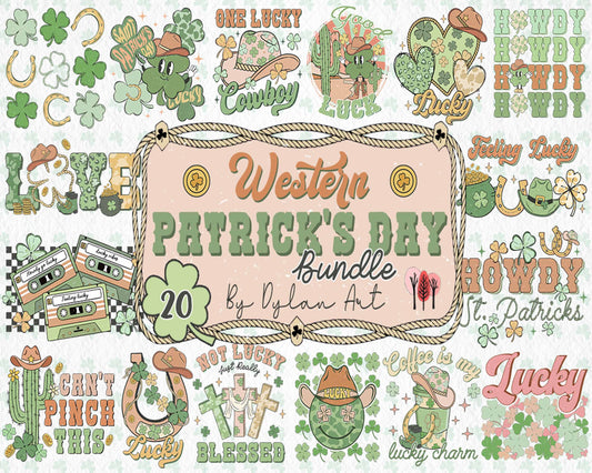 20 Western St. Patrick's png sublimation design bundle,Irish Day png, St. Patrick's png bundle, digital download