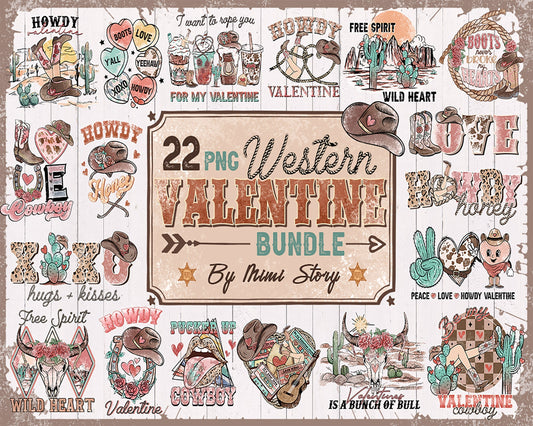 22+ Western Valentine bundle, Valentine's day PNG, Valentines sublimation Design Digital Download VLT29122203