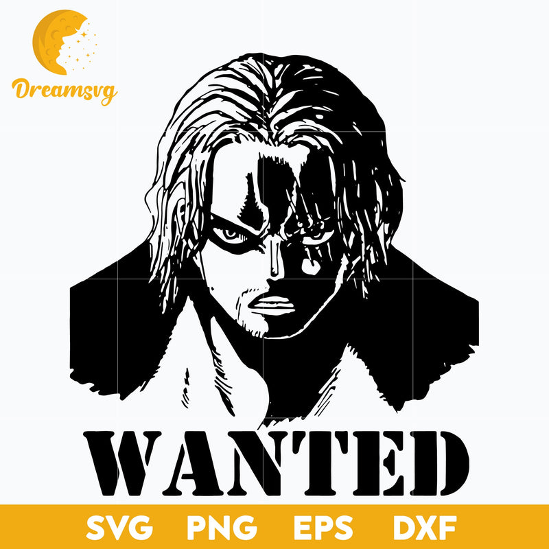 Wanted Shanks Svg, Red Hair Shanks Svg, Shanks One Piece Svg, Anime Svg, One Piece Svg, png, eps, dxf digital download.