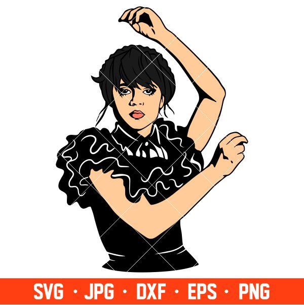 Wednesday Addams Dance Svg, Jenna Ortega Svg, Addams Family Svg, Nevermore Academy Svg, Cricut, Silhouette Vector Cut File