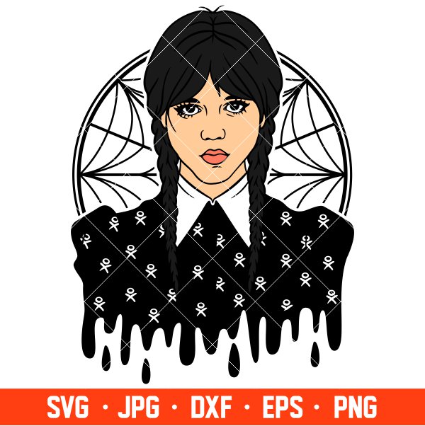 Wednesday Addams Drip Svg, Jenna Ortega Svg, Addams Family Svg, Nevermore Academy Svg, Cricut, Silhouette Vector Cut File