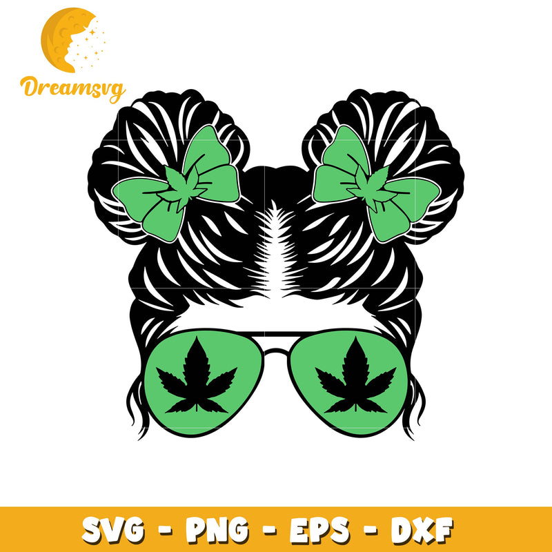 Weed messy bun glasses svg, messy bun svg, mom life svg