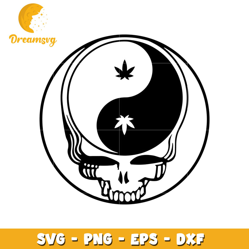 Weed plant yin and yang svg, skull svg, logo design svg