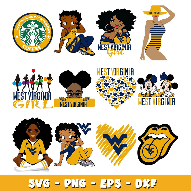 West Virginia girl Bundle svg, West Virginia logo svg, ncaa svg